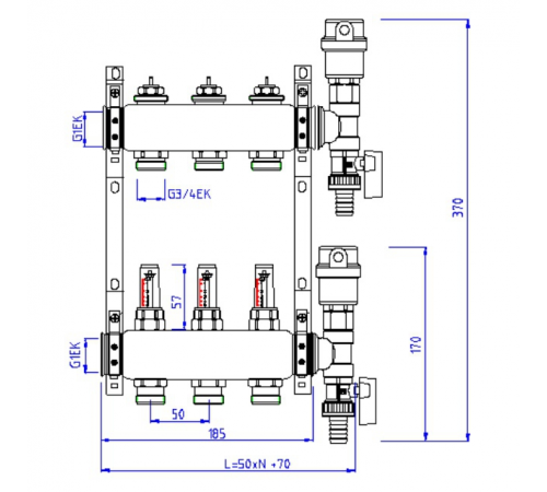 Гребенка для теплого пола Valtec 4 вых. VTc.589.EMNX