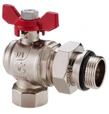 Кран шаровый с американкой 1" угловой c кольцом уплотнения Calido S30 бабочка