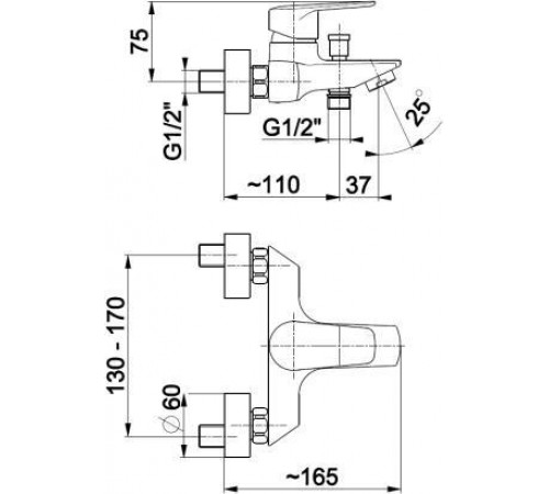 Смеситель для ванны с коротким изливом Armatura German 4514-010-00