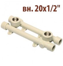Колено ПП с креплением двойное проходное Wavin Ekoplastik вн. 20х1/2"