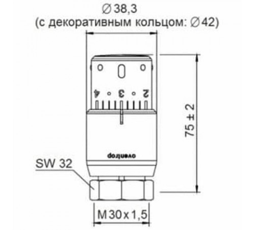 Термостатическая головка Oventrop UNI SH матовая сталь