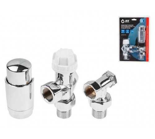 Комплект кранов для радиаторов 1/2" осевой Хром AV Engineering
