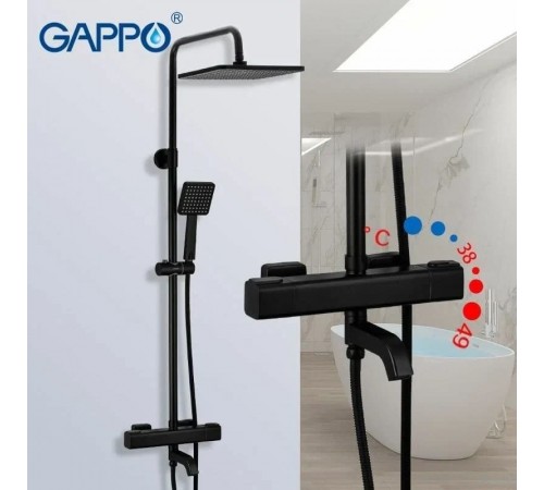 Душевая стойка Gappo G2491-6, черный, термостат