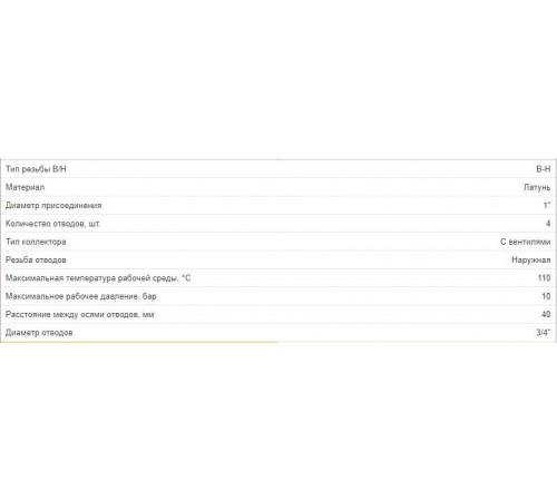 Коллектор с вентилям никелир. 1" 4 вых 3/4" EK UNI FITT