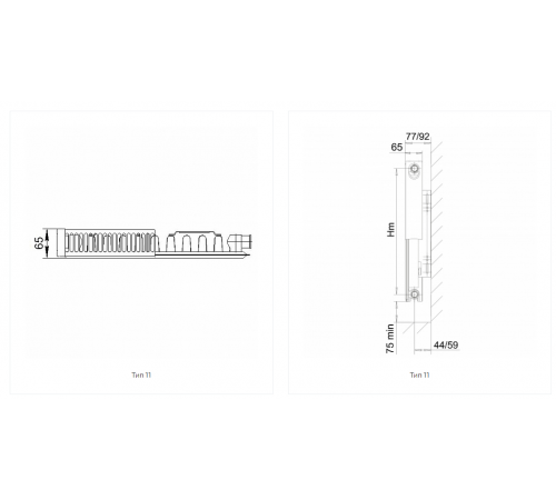 Стальной радиатор Лемакс Compact тип 11 500x1100 с боковым подключением