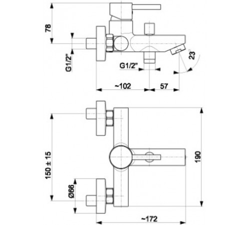 Смеситель для ванны с коротким изливом Armatura Neda 5824-010-00