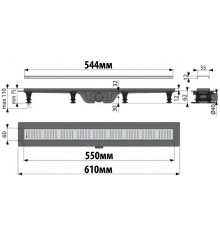 Трап для душа черный Simple APZ10BLACK-550M, Alcaplast водоотводящий желоб