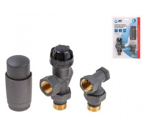 Комплект кранов для радиаторов 1/2" осевой Серый AV Engineering