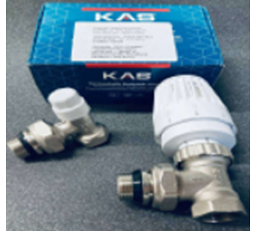 Комплект кранов для радиаторов 1/2" угловой (с термоголовкой) KAS