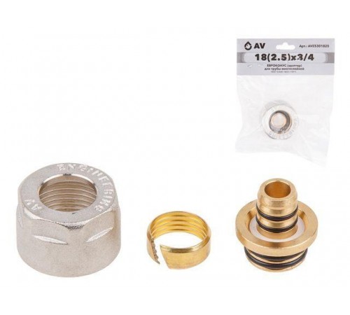 Евроконус (адаптер) 18(2.5) х 3/4" вн. для труб PEX, AV Engineering (инд. упак.) (HEAVY)