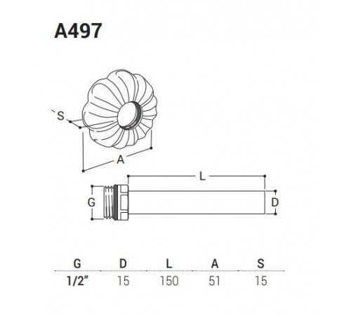 Комплект трубок 150x15x1/2” н.р. с стильными отражателями SR-Rubinetterie