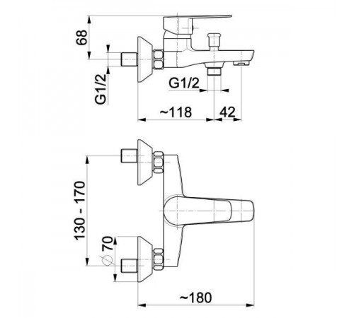 Смеситель для ванны с коротким изливом Armatura Sofit 5114-010-0