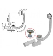Сифон для ванны click/clack металл, Alcaplast