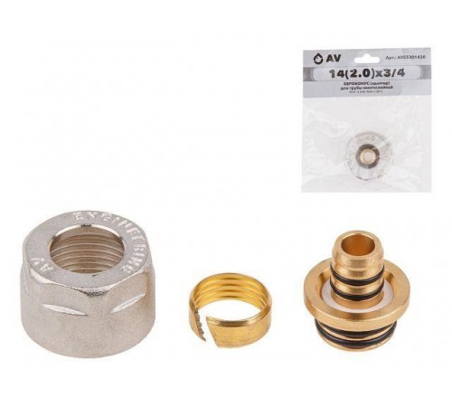 Евроконус (адаптер) 14(2.0) х 3/4" вн. для труб PEX, AV Engineering (инд. упак.) (HEAVY)