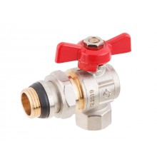 Кран шаровый угловой 1" нар.-вн. Бабочка (со сгоном) PN40 AV Engineering (с уплотнительным кольцом)
