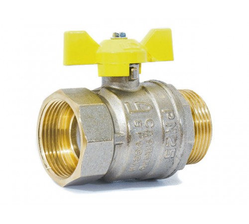 Кран шаровый 3/4" стандарт нар.-вн. бабочка (ГАЗ) PN 40 LD