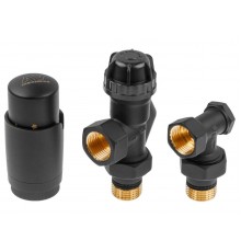 Комплект кранов для радиаторов 1/2" осевой Черный AV Engineering