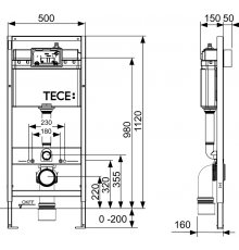 Инсталляция для унитаза Tece base 9400925, клавиша TECEloop черный матовый