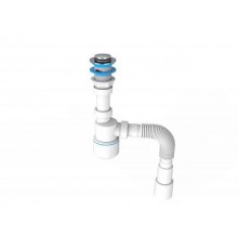 Сифон для умывальника, click-clack, гайка 32 мм, с гибк. труб. 1 1/4"- 40/50мм, AV Engineering