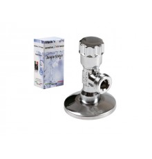 Кран вентильный  угловой 1/2"х1/2" установочный ХРОМ с чашкой General Fittings