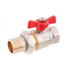 Кран шаровый 1" нар.-вн. Бабочка (со сгоном) PN40 AV Engineering (с американкой)