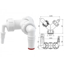 Колено с двумя штуцерами G1"/8-23 c обратными клапанами, Alcaplast