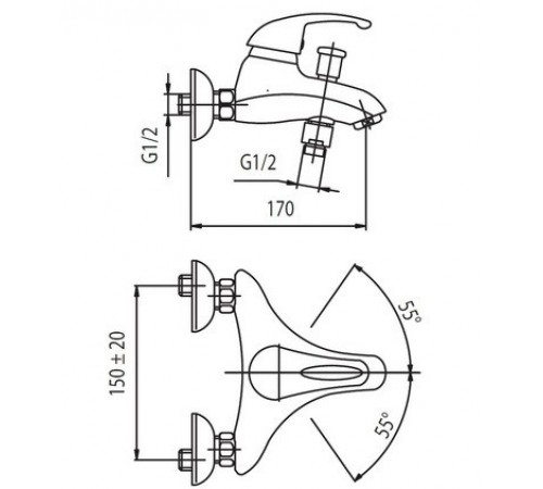 Смеситель для ванны с коротким изливом Armatura Piryt 444-040-00