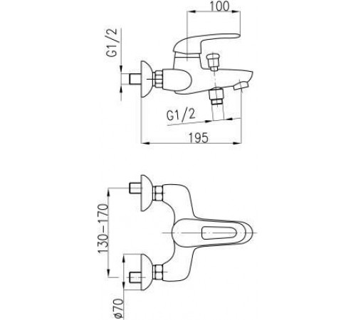 Смеситель для ванны с коротким изливом Armatura Albit 4604-010-00