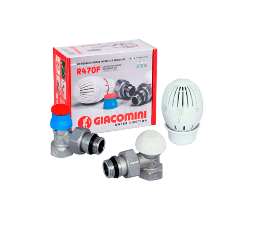 Термоcтатический комплект радиаторных кранов Giacomini R470FX003, угловой