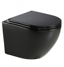 Унитаз подвесной Azario Grado 490х370х360 безободковый, с сиденьем микролифт, черный матовый