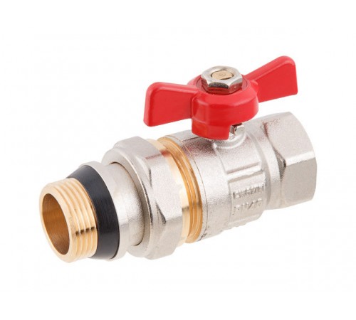 Кран шаровый 1/2" нар.-вн. Бабочка (со сгоном) PN40 AV Engineering (с уплотнительным кольцом)