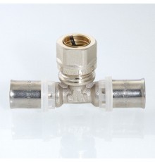 Тройник с переходом на обжим под медь Valtec 20х15х20 пресс