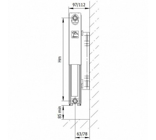 Стальной радиатор Лемакс Compact тип 21 300x800 с боковым подключением