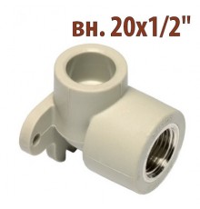 Колено ПП с креплением Wavin Ekoplastik вн. 20х1/2"