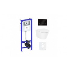 Комплект инсталляции и унитаза 6 в 1 Lavinia Boho Relfix Biore Compacto Rimless 77040094 стеклянная клавиша