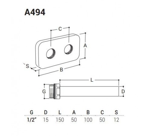 Комплект трубок 150x15x1/2” н.р. с прямоугольным отражателем SR-Rubinetterie