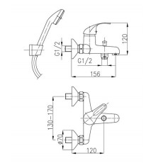Смеситель для ванны с коротким изливом и душем Armatura Azuryt Eco-Kran 5514-520-00