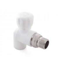 Кран шар. ПП для радиатора 25х3/4" угл., бел. РТП (РосТурПласт)