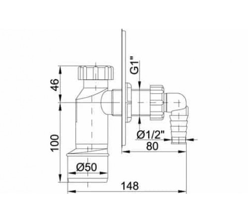 Сифон для стиральной машины, скрытый, нерж, Styron STY-511