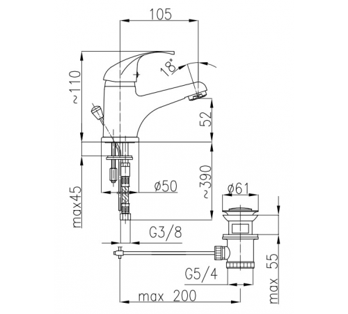 Смеситель для умывальника Armatura Azuryt Eco-Kran 5512-824-0