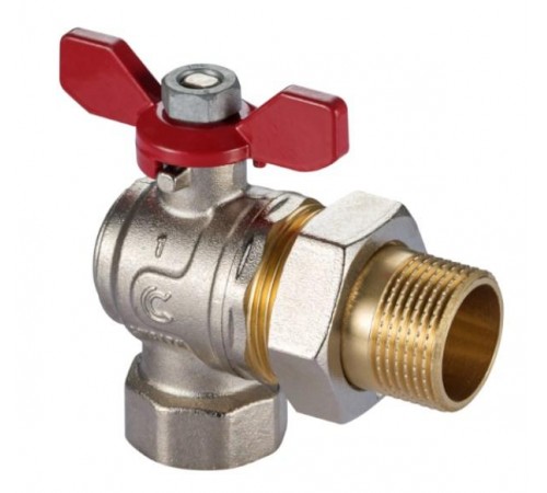 Кран шаровый с американкой 3/4" угловой Calido S30 бабочка