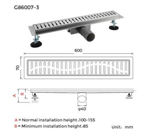 Трап для душа Gappo 70х600