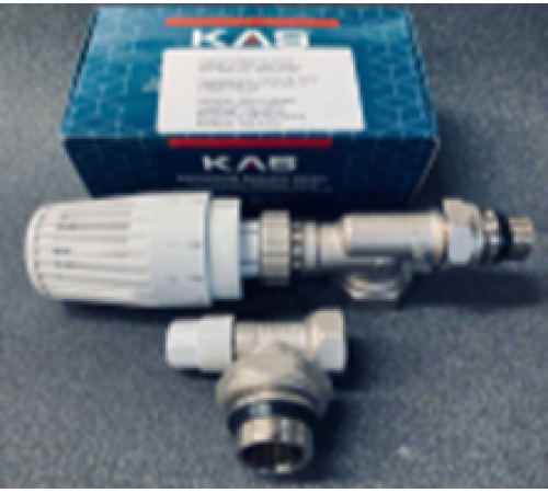 Комплект кранов для радиаторов 1/2" осевой (с термоголовкой) KAS