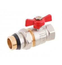 Кран шаровый 3/4" нар.-вн. Бабочка (со сгоном) PN40 AV Engineering (с уплотнительным кольцом)