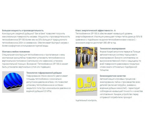 Бойлер косвенного нагрева Kospel 180 Termo-S SP-180.A
