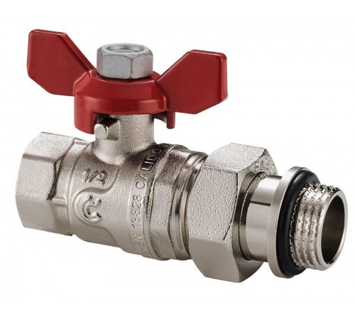 Кран шаровый с американкой 1" c кольцом уплотнения Calido S30 бабочка